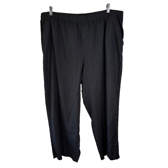 Old Navy Womens High Rise Wide Leg Pants Sz XXL Black Linen Blend Comfort NWT - Picture 1 of 11